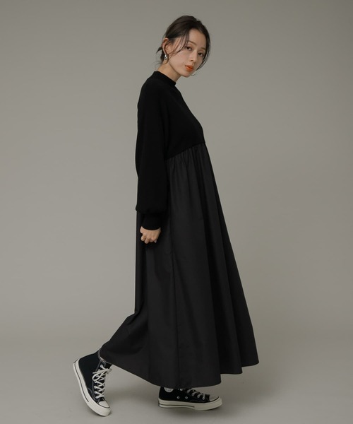 URBAN RESEARCH Sonny Label（アーバンリサーチサニーレーベル）の「モックネックドッキングニットワンピース（ワンピース・レディース・グレー/ブルー/ブラック・FREE）」の19枚目の写真