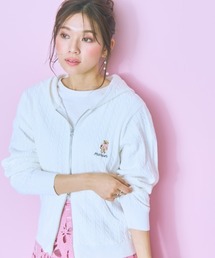 marun | ＜大きいサイズ＞ベア刺しゅうケーブルニットダブルジップパーカー marun(パーカー)