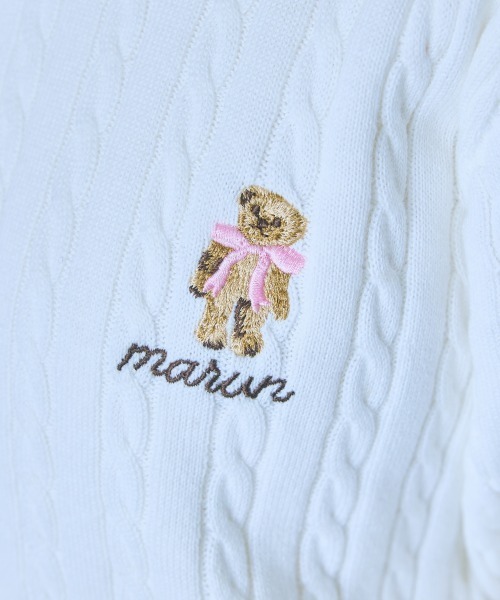 marun（マルン）の「＜大きいサイズ＞ベア刺しゅうケーブルニットダブルジップパーカー marun（パーカー・レディース・オフホワイト/ネイビー・L/LL/3L/4L/5L）」の8枚目の写真