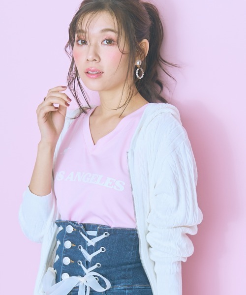 marun（マルン）の「＜大きいサイズ＞ベア刺しゅうケーブルニットダブルジップパーカー marun（パーカー・レディース・オフホワイト/ネイビー・L/LL/3L/4L/5L）」の20枚目の写真