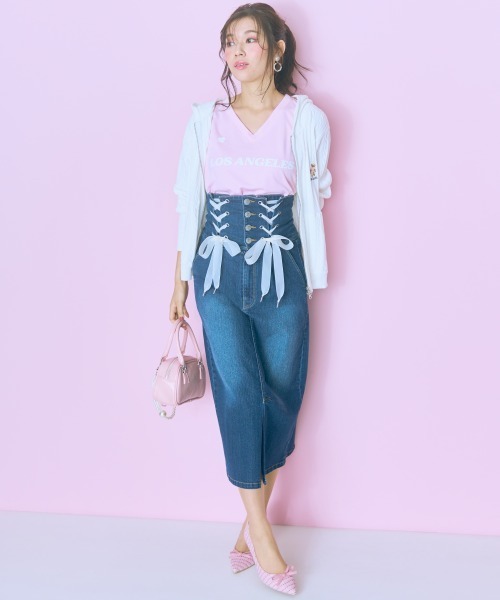 marun（マルン）の「＜大きいサイズ＞ベア刺しゅうケーブルニットダブルジップパーカー marun（パーカー・レディース・オフホワイト/ネイビー・L/LL/3L/4L/5L）」の6枚目の写真