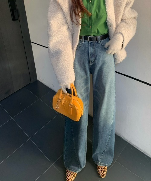 【セール】デニムワンウォッシュセミワイドストレートパンツ（デニムパンツ）｜FINEnough（ファインナフ）