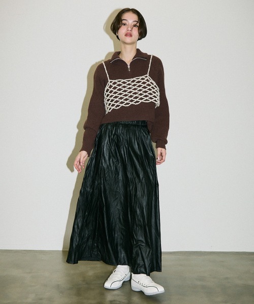 Clum(クルム)の「half zipup short knit tops / ハーフジップショート丈ニットトップス(ニット/セーター・レディース・ホワイト/ブラック/ブラウン・FREE)」の15枚目の写真