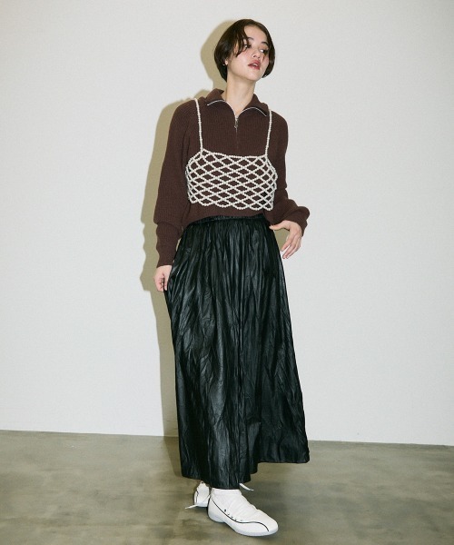 Clum(クルム)の「half zipup short knit tops / ハーフジップショート丈ニットトップス(ニット/セーター・レディース・ホワイト/ブラック/ブラウン・FREE)」の17枚目の写真