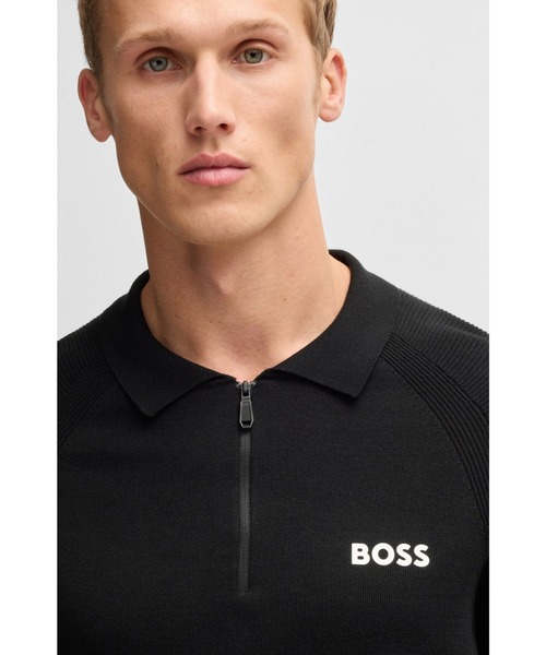 BOSS(ボス)の「アクティブ スリムフィット ニットポロシャツ モイスチャーマネージメント(ポロシャツ・メンズ・ブラック・M/S/L/XL/XXL)」の2枚目の写真