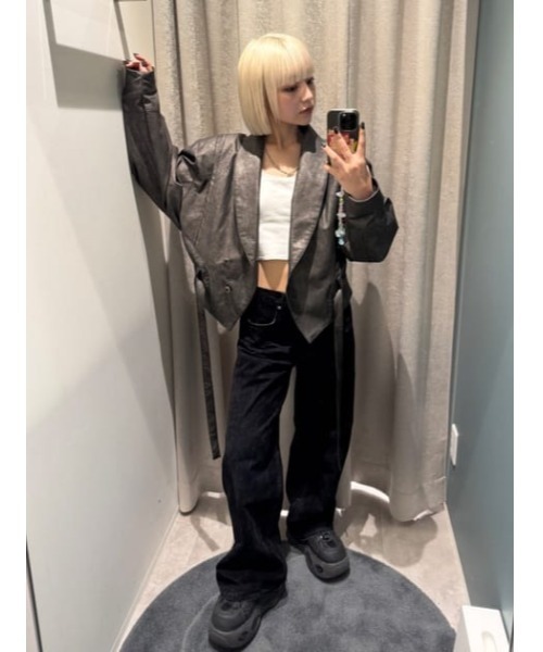 セール】BIG SLEEVE FAUX LEATER ジャケット（テーラードジャケット