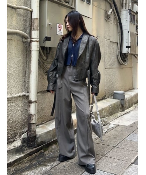 セール】BIG SLEEVE FAUX LEATER ジャケット（テーラード