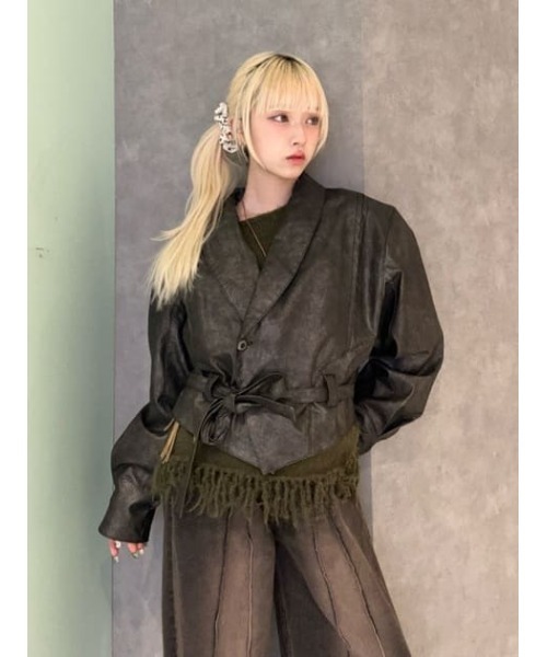 LAGUAGEM BIG SLEEVE FAUX LEATER ジャケット セール】BIG SLEEVE FAUX LEATER ジャケット（テーラードジャケット