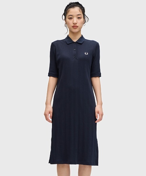 【 Jeans】Midium Ribbed Polo Dress ワンピース セール】Ribbed Polo Shirt Dress/リブポロシャツワンピース