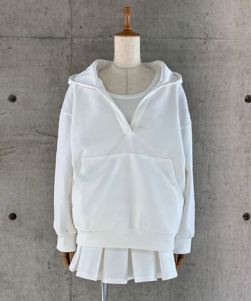 meJane（ミージェーン）の「オーバースウェットフーディー×プリーツミニスカート×タンクトップ ３点セットアップ（セットアップ・レディース・ホワイト/グレー・M/L）」の13枚目の写真