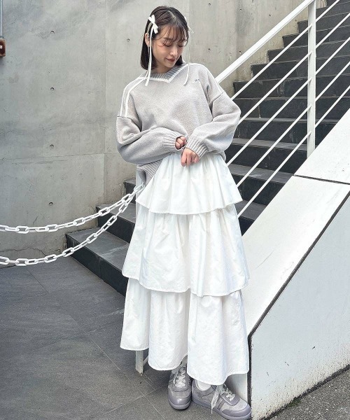 F i.n.t（フィント）の「刺繍入りゲームシャツニット/fint　フィント（ニット/セーター・レディース・グリーン/ライトグレー・FREE）」の14枚目の写真