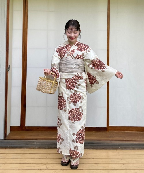 utatane 浴衣　ブラウン　紫陽花 セール】hinari × utatane浴衣セット 紫陽花（浴衣）｜hinari