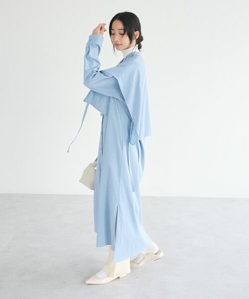 CRAFT STANDARD BOUTIQUE(クラフトスタンダードブティック)の「レイヤード風シャツワンピース(シャツワンピース・レディース・ブラック/サックスブルー/グレイッシュベージュ・FREE)」の6枚目の写真