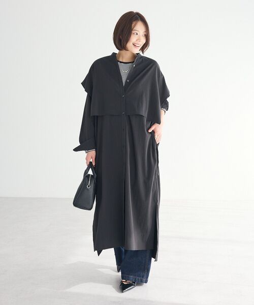 CRAFT STANDARD BOUTIQUE(クラフトスタンダードブティック)の「レイヤード風シャツワンピース(シャツワンピース・レディース・ブラック/サックスブルー/グレイッシュベージュ・FREE)」の14枚目の写真