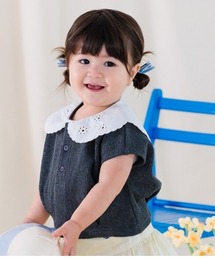 kids zoo（キッズズー）の「レース衿付きワッフルTシャツ（Tシャツ/カットソー）」