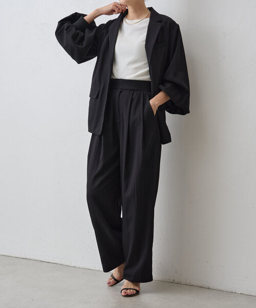 LIVETART（リヴェタート）の「《LIVETART》ツイルタックパンツ（その他パンツ・レディース・ブラック/ベージュ・1/0）」の6枚目の写真