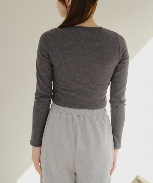 Another Branch olive des olive（アナザーブランチオリーブデオリーブ）の「【WEB限定】ピグメント風レースアップトップス（Tシャツ/カットソー・レディース・カーキ/ネイビー/チャコールグレー・FREE）」の10枚目の写真