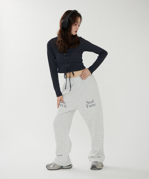 Another Branch olive des olive（アナザーブランチオリーブデオリーブ）の「【WEB限定】ピグメント風レースアップトップス（Tシャツ/カットソー・レディース・カーキ/ネイビー/チャコールグレー・FREE）」の20枚目の写真