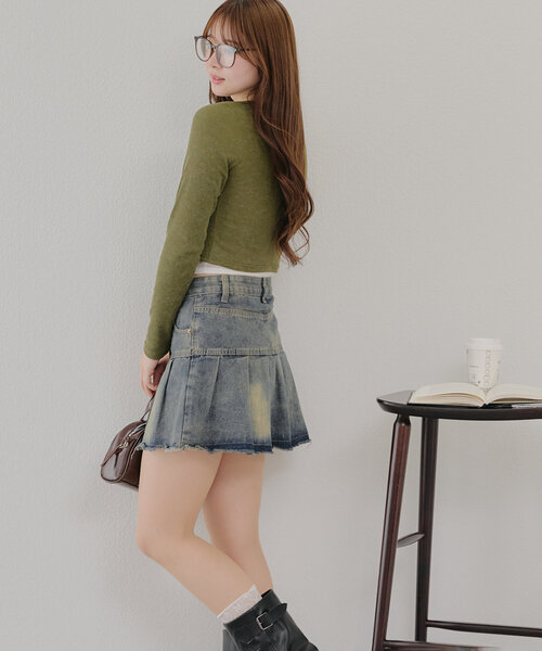 Another Branch olive des olive（アナザーブランチオリーブデオリーブ）の「【WEB限定】ピグメント風レースアップトップス（Tシャツ/カットソー・レディース・カーキ/ネイビー/チャコールグレー・FREE）」の5枚目の写真