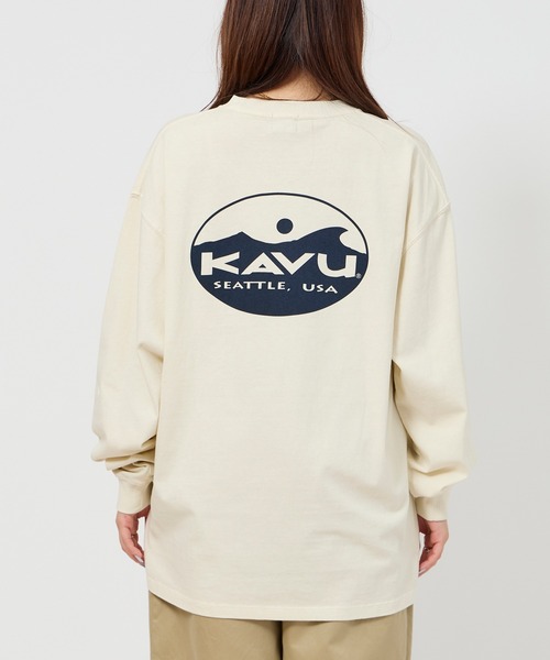 KAVU(カブー)の「KAVU/カブー Surf Logo Tee (Pigment)/サーフロゴティー(Tシャツ/カットソー・メンズ・アイボリー/ネイビー/ライトグレー・MEDIUM/X-LARGE/LARGE)」の1枚目の写真