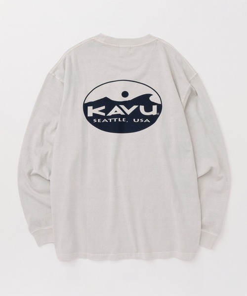 KAVU(カブー)の「KAVU/カブー Surf Logo Tee (Pigment)/サーフロゴティー(Tシャツ/カットソー・メンズ・アイボリー/ネイビー/ライトグレー・MEDIUM/X-LARGE/LARGE)」の2枚目の写真