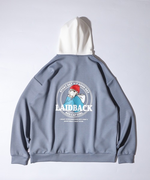 Red Cap Girl（レッドキャプガール）の「RED CAP GIRL ダンボールニットバックプリントHOODIE（パーカー・メンズ・ブラック/ブルー/グレー/ホワイト・M/L/LL）」の8枚目の写真