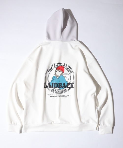 Red Cap Girl（レッドキャプガール）の「RED CAP GIRL ダンボールニットバックプリントHOODIE（パーカー・メンズ・ブラック/ブルー/グレー/ホワイト・M/L/LL）」の5枚目の写真