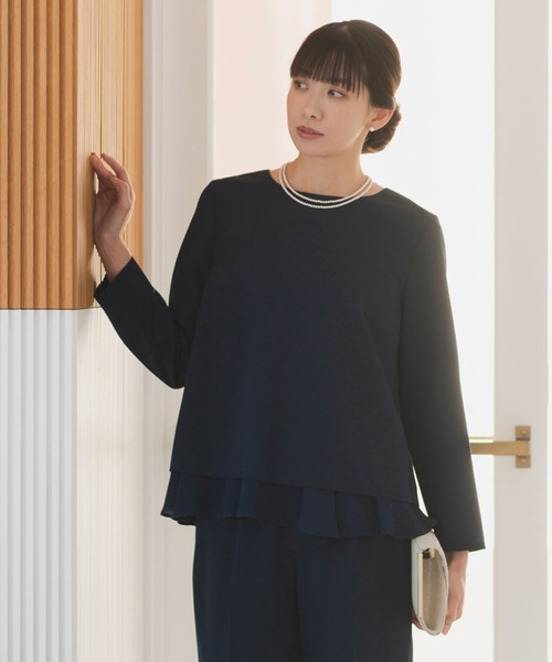 Rebloom(リブルーム Rebloom Reb loom)の「【洗える/セットアップ対応】ふんわり裾ペプラムトップス 単品 ≪セレモニースーツ ママスーツ 入学式 卒業式≫(シャツ/ブラウス・レディース・ネイビー/モカ/ブラック・S/L/M)」の3枚目の写真