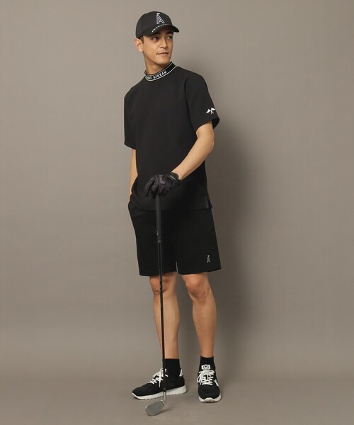 撥水加工 ロゴラインストレッチモックネックT（Tシャツ/カットソー