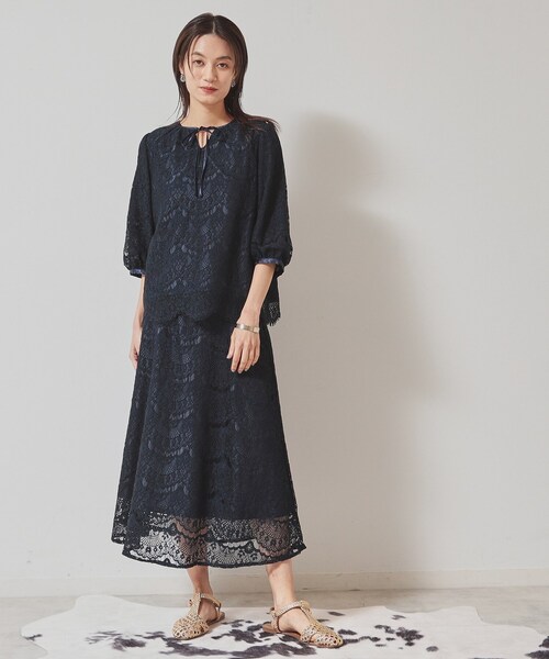 Sunauna（スーナウーナ）の「【フェミニン】レースフレアスカート（スカート・レディース・ピンク系/アイボリー/ネイビー・40/38/36）」の16枚目の写真