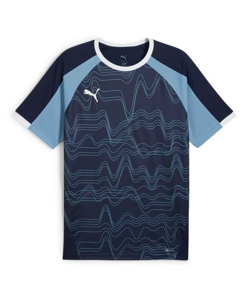 PUMA(プーマ)の「PUMA プーマ メンズ サッカー INDIVIDUALLIGA グラフィック 半袖 シャツ(Tシャツ/カットソー・メンズ・ブラック×グレー/ブルー系その他・LARGE/MEDIUM/XX-LARGE/SMALL/X-LARGE)」の2枚目の写真