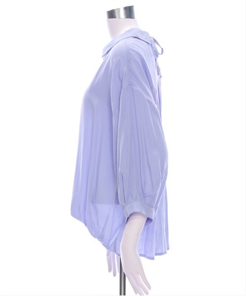 CLEAR BASIC（クリアベーシック）の「バックスピンドル裾タック七分袖ブラウス[オフィスカジュアル 着回し抜群 大人 カジュアル]≪SS新作≫（シャツ/ブラウス・レディース・ミント/ブラック系その他/サックスブルー/ピンク/オフホワイト・F）」の12枚目の写真