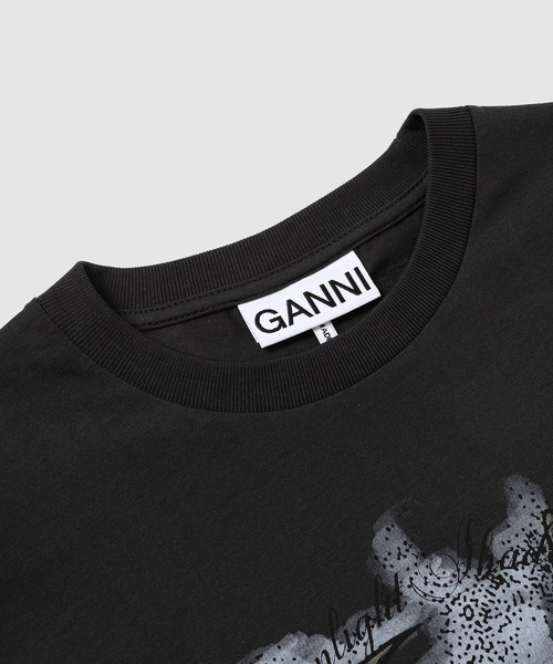 ★人気★【GANNI】MOONLIGHT Tシャツ Phantom Black Basic Jersey Moonlight Relaxed T-shirt | GANNI US