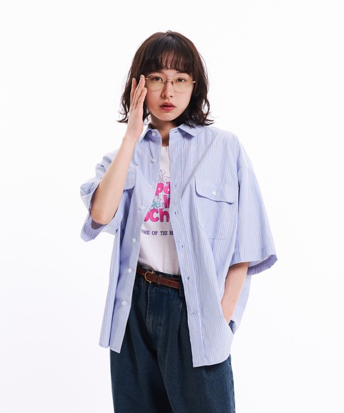 THE BOLDMAN(ザ ボールドマン)の「Loose Shirts / ルーズ半袖シャツ(シャツ/ブラウス・メンズ・ホワイト/ブルー/ブラック/サックスブルー・MEDIUM/LARGE)」の4枚目の写真