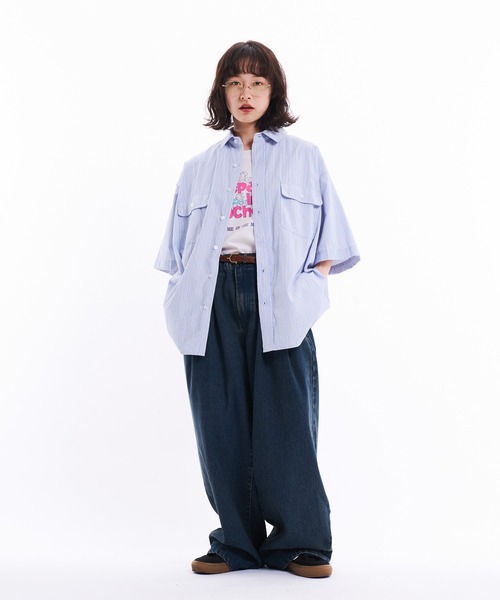 THE BOLDMAN(ザ ボールドマン)の「Loose Shirts / ルーズ半袖シャツ(シャツ/ブラウス・メンズ・ホワイト/ブルー/ブラック/サックスブルー・MEDIUM/LARGE)」の11枚目の写真
