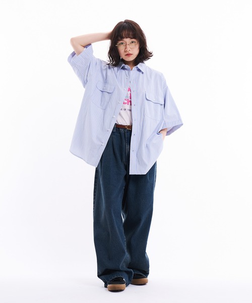 THE BOLDMAN(ザ ボールドマン)の「Loose Shirts / ルーズ半袖シャツ(シャツ/ブラウス・メンズ・ホワイト/ブルー/ブラック/サックスブルー・MEDIUM/LARGE)」の5枚目の写真