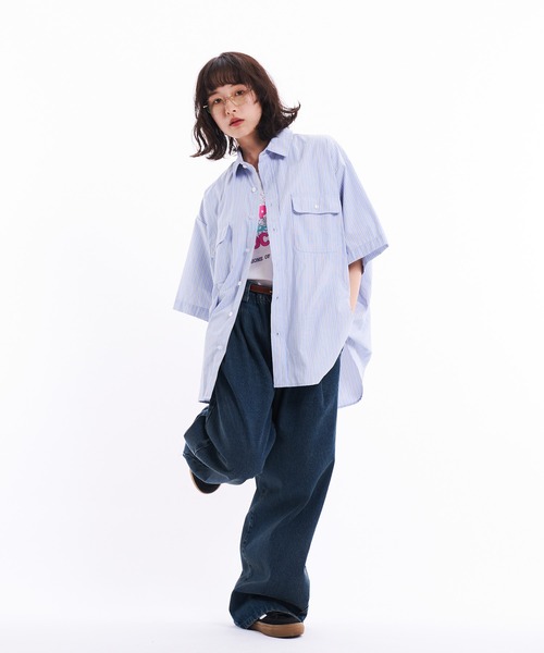 THE BOLDMAN(ザ ボールドマン)の「Loose Shirts / ルーズ半袖シャツ(シャツ/ブラウス・メンズ・ホワイト/ブルー/ブラック/サックスブルー・MEDIUM/LARGE)」の6枚目の写真