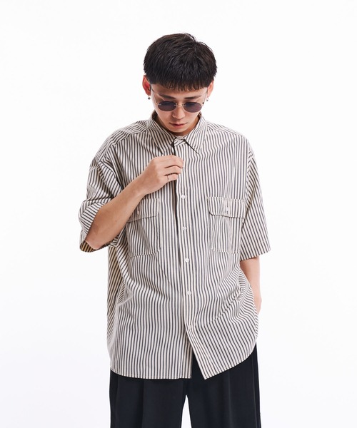 baloriginal ブラー柄 リヨセル 半袖シャツ セール】Loose Shirts / ルーズ半袖シャツ（シャツ/ブラウス