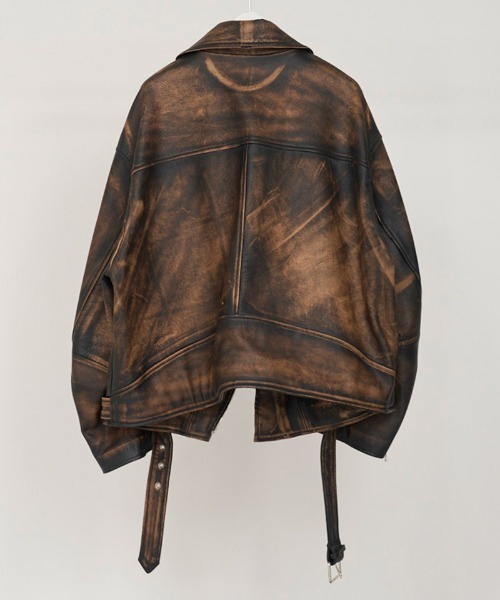 DISCOVERED(ディスカバード)の「mj10637-LEATHER W RIDERS BLOUSON ライダーズブルゾン(ライダースジャケット・メンズ・ブラウン/ブラック・1/3)」の4枚目の写真