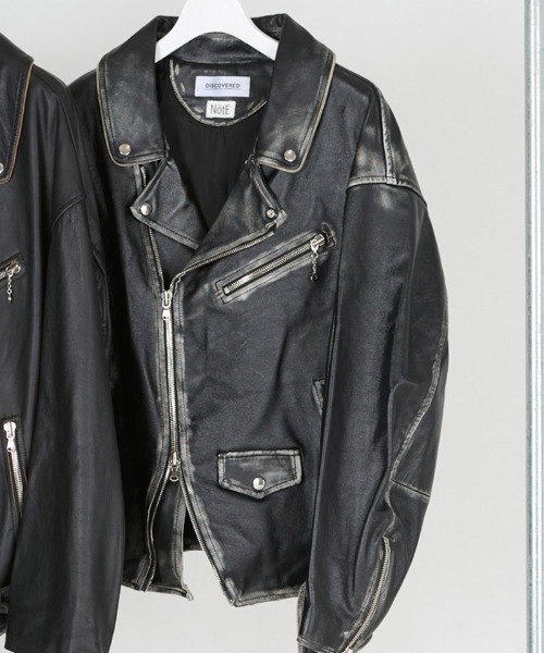 DISCOVERED(ディスカバード)の「mj10637-LEATHER W RIDERS BLOUSON ライダーズブルゾン(ライダースジャケット・メンズ・ブラウン/ブラック・1/3)」の5枚目の写真