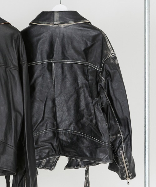 DISCOVERED(ディスカバード)の「mj10637-LEATHER W RIDERS BLOUSON ライダーズブルゾン(ライダースジャケット・メンズ・ブラウン/ブラック・1/3)」の6枚目の写真