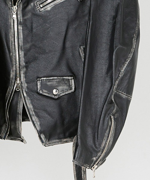 DISCOVERED(ディスカバード)の「mj10637-LEATHER W RIDERS BLOUSON ライダーズブルゾン(ライダースジャケット・メンズ・ブラウン/ブラック・1/3)」の8枚目の写真