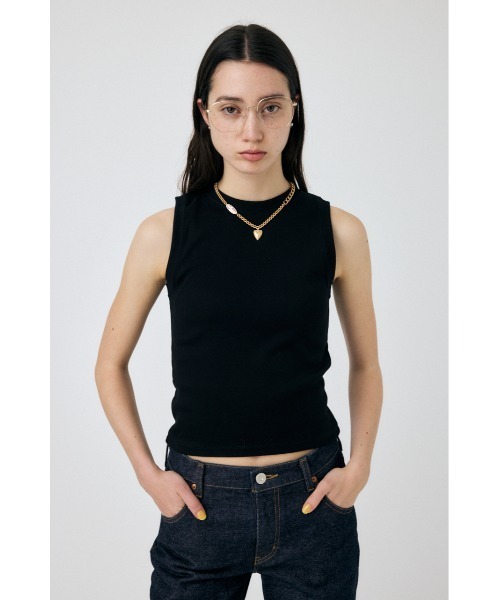 MOUSSY（マウジー）の「SUVIN GIZA SLEEVELESS トップス（Tシャツ/カットソー・レディース・ブラック/ホワイト/チャコールグレー・FREE）」の17枚目の写真