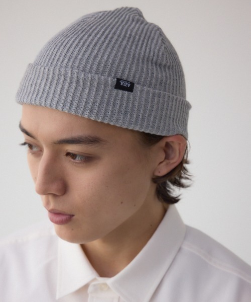 AZUL by moussy（アズールバイマウジー）の「ルーズ2WAYニットキャップ（ニットキャップ/ビーニー・メンズ・ライトグレー/ブラック・FREE）」の2枚目の写真
