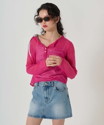 ヘンリーネック シアーニットプルオーバー TINA：JOJUN