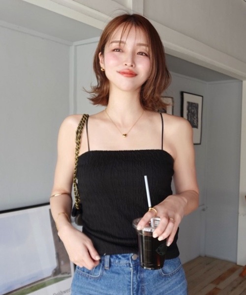 KOBE LETTUCE（コウベレタス）の「[ yuri.さんコラボ ]選べる2丈カップ付きキャミソール（キャミソール・レディース・アイボリー/ベージュ系/ブラック系/ブラウン/ブラック/ライトブルー/ブラウン系・M-Long/M-Short）」の21枚目の写真