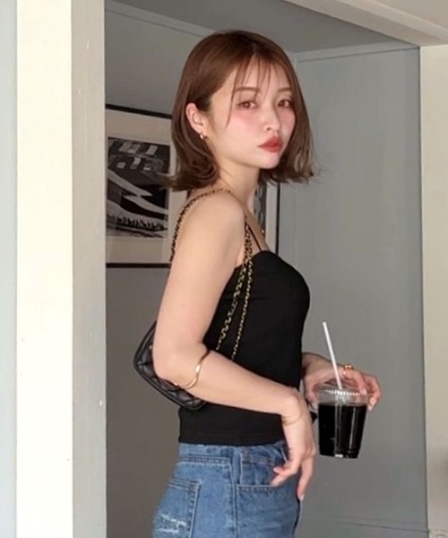 KOBE LETTUCE（コウベレタス）の「[ yuri.さんコラボ ]選べる2丈カップ付きキャミソール（キャミソール・レディース・アイボリー/ベージュ系/ブラック系/ブラウン/ブラック/ライトブルー/ブラウン系・M-Long/M-Short）」の19枚目の写真