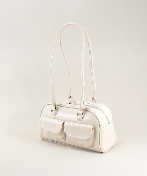 styiro(スタイロ)の「ロングハンドルダブルポケットボストンバッグ(ボストンバッグ・レディース・アイボリー/ブラウン/ブラック・FREE)」の7枚目の写真