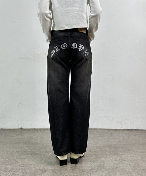 WHO'S WHO gallery（フーズフーギャラリー）の「2サイズ【SLOPPY/スロッピー】ラインストーンフレアデニム（デニムパンツ・レディース・ブラック/サックスブルー・MEDIUM/LARGE）」の11枚目の写真