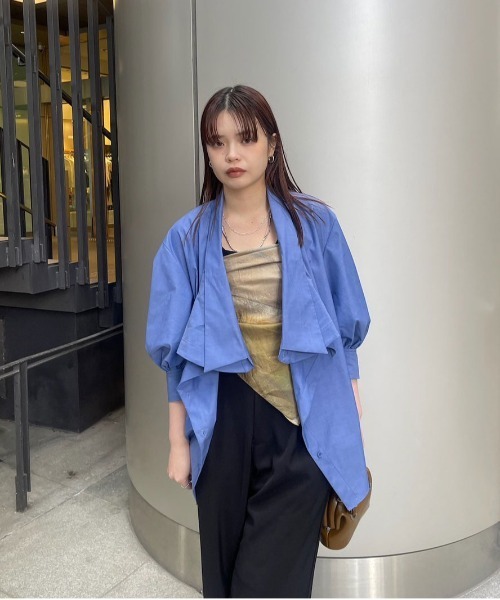 Ameri（アメリ）の「MANY WAY BOW TIE BLOUSE（シャツ/ブラウス・レディース・カーキ/オフホワイト/ブルー・FREE）」の10枚目の写真